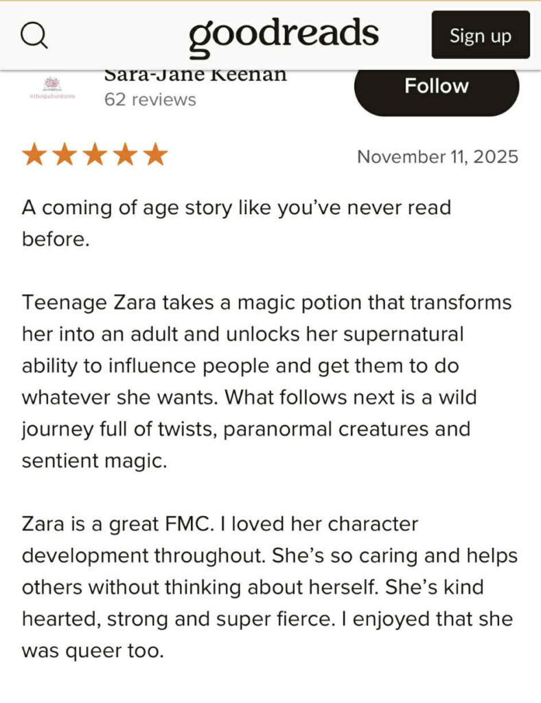 ARQ Review on Goodreads by Sara-Jane Keenan